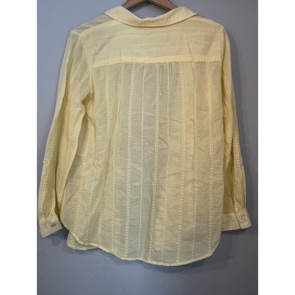 Westport 100% Cotton Swiss Dot Yellow Button Up Long Sleeve Shirt Lightweight - Picture 7 of 9